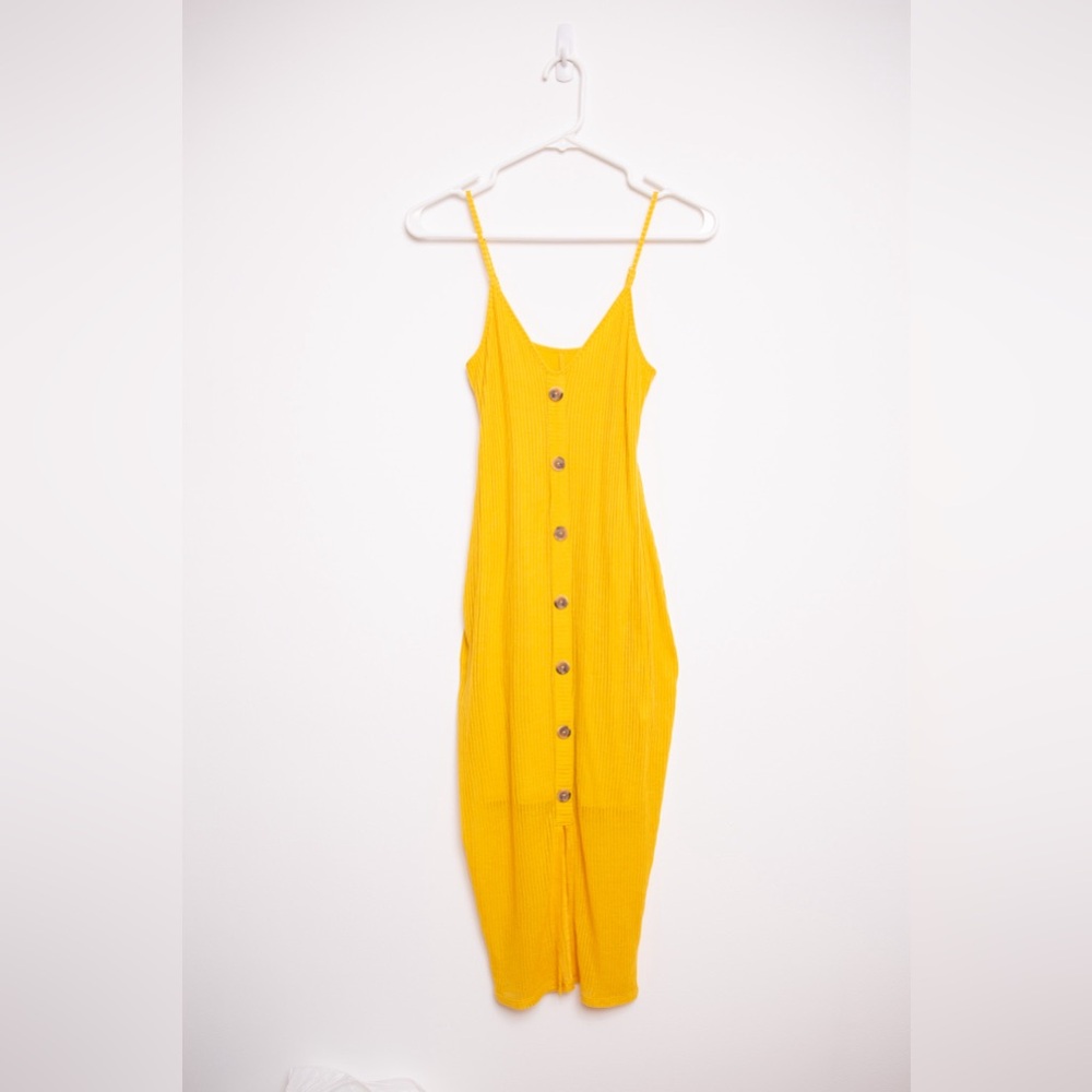 Express Yellow Button-Down Dress - image 1